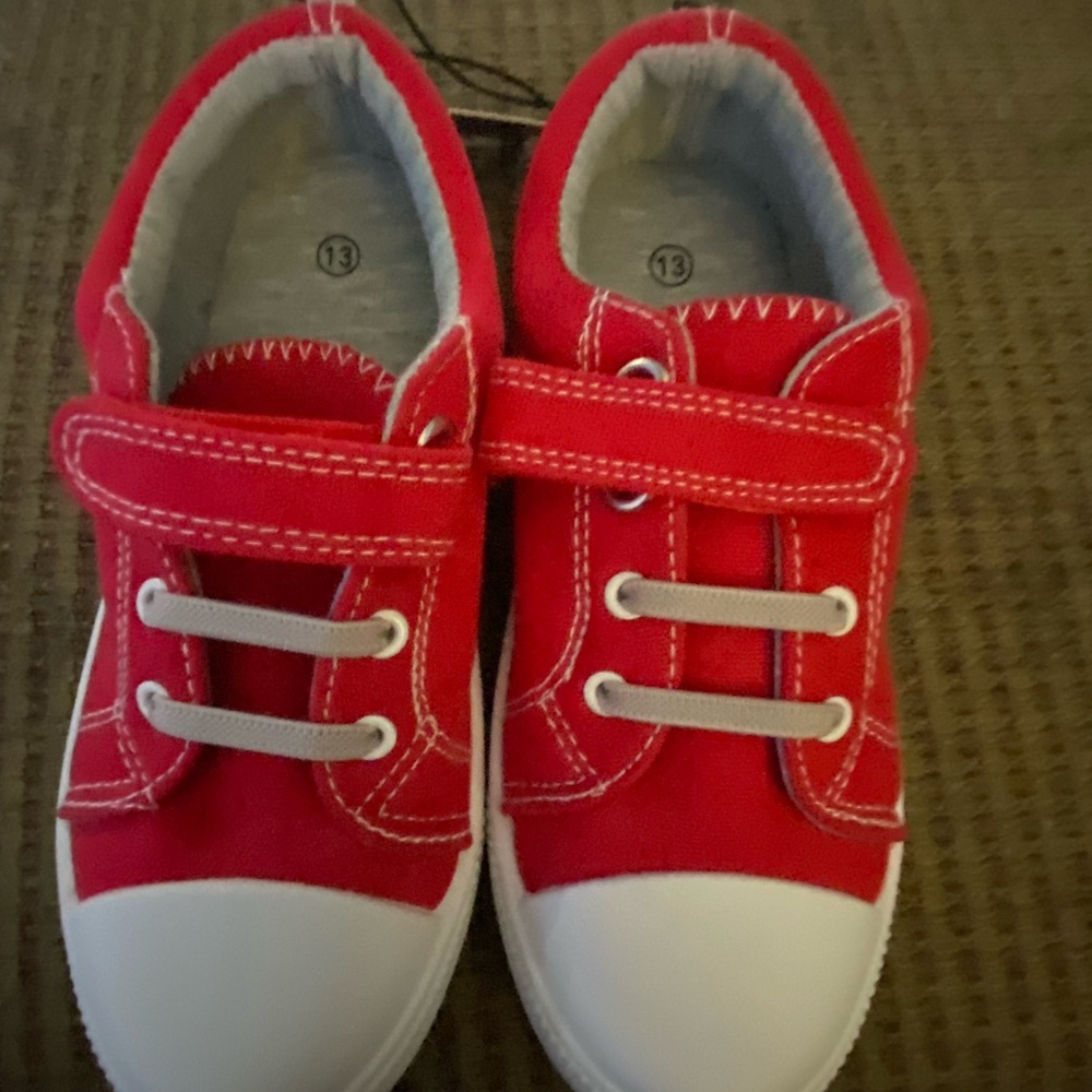 Vibrant Red Kids Sneakers with Velcro Straps